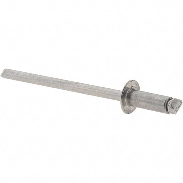 Value Collection - Size 43 Dome Head Stainless Steel Open End Blind Rivet - Stainless Steel Mandrel, 0.126" to 0.187" Grip, 1/4" Head Diam, 0.129" to 0.133" Hole Diam, 0.337" Length Under Head, 1/8" Body Diam - Strong Tooling