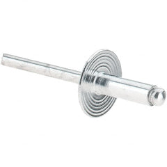 Value Collection - Size 66 Large Flange Dome Head Aluminum Open End Blind Rivet - Aluminum Mandrel, 0.251" to 3/8" Grip, 5/8" Head Diam, 0.192" to 0.196" Hole Diam, 0.575" Length Under Head, 3/16" Body Diam - Strong Tooling