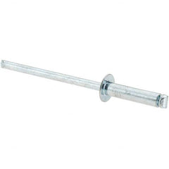 Value Collection - Size 46 Dome Head Steel Open End Blind Rivet - Steel Mandrel, 0.313" to 3/8" Grip, 1/4" Head Diam, 0.129" to 0.133" Hole Diam, 0.525" Length Under Head, 1/8" Body Diam - Strong Tooling