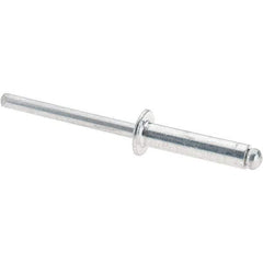 Value Collection - Size 610 Dome Head Aluminum Open End Blind Rivet - Aluminum Mandrel, 0.501" to 5/8" Grip, 3/8" Head Diam, 0.192" to 0.198" Hole Diam, 0.825" Length Under Head, 3/16" Body Diam - Strong Tooling