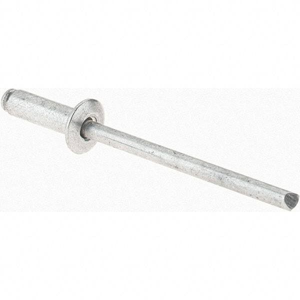 Value Collection - Size 44 Dome Head Aluminum Open End Blind Rivet - Aluminum Mandrel, 0.188" to 1/4" Grip, 1/4" Head Diam, 0.129" to 0.133" Hole Diam, 0.4" Length Under Head, 1/8" Body Diam - Strong Tooling