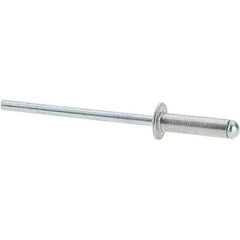 Value Collection - Size 45 Dome Head Aluminum Open End Blind Rivet - Steel Mandrel, 0.251" to 0.312" Grip, 1/4" Head Diam, 0.129" to 0.133" Hole Diam, 0.462" Length Under Head, 1/8" Body Diam - Strong Tooling