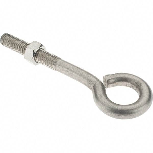 Value Collection - 1/2-13, Stainless Steel Wire Turned Open Eye Bolt - 2-1/2" Thread Length, 1" ID, 4" Shank Length - Strong Tooling