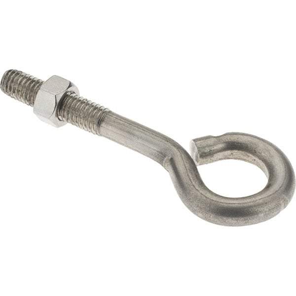 Value Collection - 3/8-16, Stainless Steel Wire Turned Open Eye Bolt - 1-1/2" Thread Length, 3/4" ID, 2-1/2" Shank Length - Strong Tooling