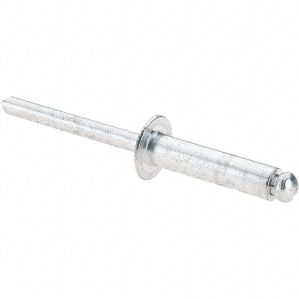 Value Collection - Size 812 Dome Head Aluminum Open End Blind Rivet - Aluminum Mandrel, 0.626" to 3/4" Grip, 1/2" Head Diam, 0.257" to 0.261" Hole Diam, 1" Length Under Head, 1/4" Body Diam - Strong Tooling