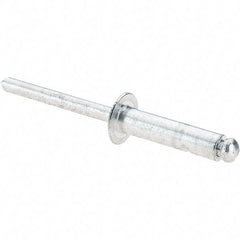 Value Collection - Size 812 Dome Head Aluminum Open End Blind Rivet - Aluminum Mandrel, 0.626" to 3/4" Grip, 1/2" Head Diam, 0.257" to 0.261" Hole Diam, 1" Length Under Head, 1/4" Body Diam - Strong Tooling