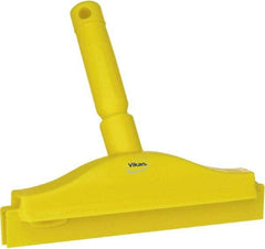 Vikan - 10" Rubber Blade Floor Squeegee - Double Edge, Yellow, Plastic Holder - Strong Tooling