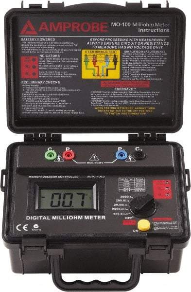 Amprobe - Digital LCD Display, 2,000 Megohm Electrical Insulation Resistance Tester & Megohmmeter - Powered by AA Battery - Strong Tooling