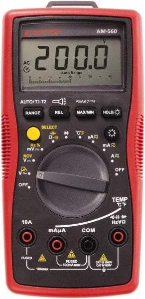 Amprobe - 4210333, CAT IV, CAT III, 1,000 VAC/VDC, Digital Average Responding Multimeter - 60 mOhm, Measures Voltage, Capacitance, Current, Frequency, Resistance, Temperature - Strong Tooling