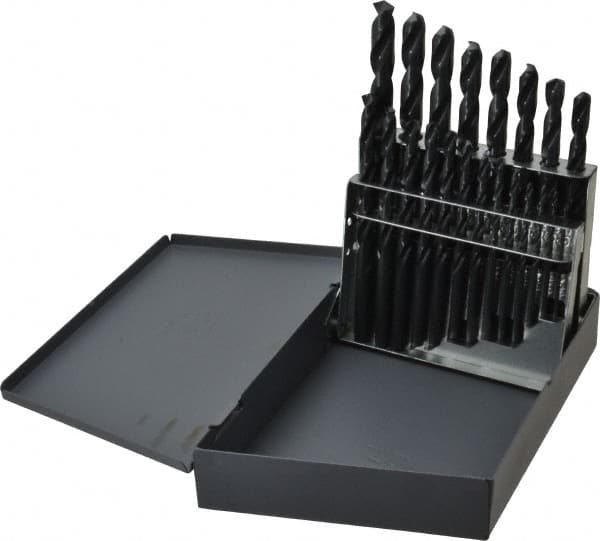 Chicago-Latrobe - 1/16 to 3/8", 135° Point, Oxide Finish, High Speed Steel Jobber Length Drill Bit Set - Strong Tooling