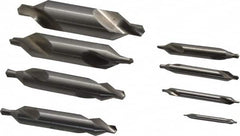 Chicago-Latrobe - 8 Piece, #1 to 8, 1/8 to 3/4" Body Diam, 3/64 to 5/16" Point Diam, Plain Edge, High Speed Steel Combo Drill & Countersink Set - 60° Incl Angle, 1/8 to 3-1/2" OAL, Double End, 217 Series Compatibility - Strong Tooling