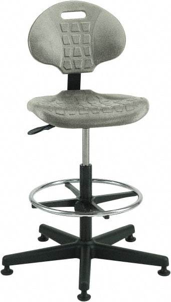 Bevco - 21 to 31" High Adjustable Height Swivel Stool - 27" Wide x 27" Deep, Polyurethane Seat, Gray - Strong Tooling