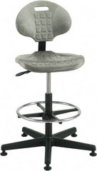 Bevco - 21 to 31" High Adjustable Height Swivel Stool - 27" Wide x 27" Deep, Polyurethane Seat, Gray - Strong Tooling