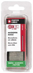 Porter-Cable - 23 Gauge 5/8" Long Pin Nails for Power Nailers - Grade 2 Steel, Galvanized Finish, Straight Stick Collation, Chisel Point - Strong Tooling