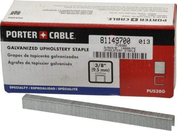 Porter-Cable - 3/8" Long x 3/8" Wide, 22 Gauge Crowned Construction Staple - Grade 2 Steel, Galvanized Finish - Strong Tooling