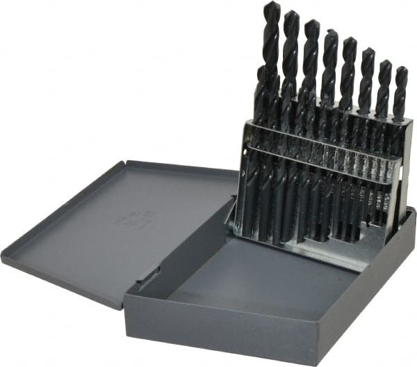 Chicago-Latrobe - 1/16 to 3/8", 118° Point, Oxide Finish, High Speed Steel Jobber Length Drill Bit Set - Strong Tooling