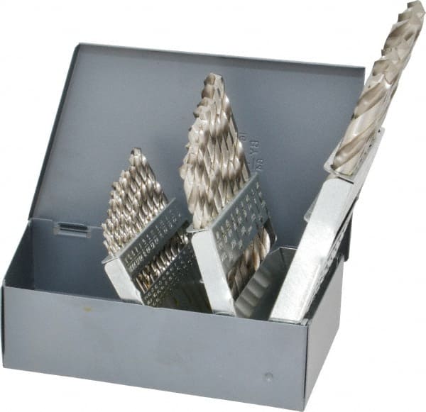 Chicago-Latrobe - 1/16 to 1/2", 118° Point, Bright Finish, High Speed Steel Jobber Length Drill Bit Set - Strong Tooling