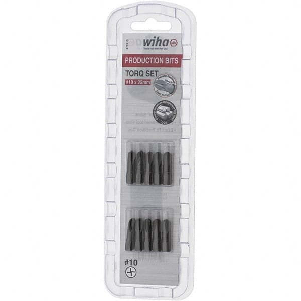 Wiha - 1/4" Drive, #10 Torq-Set Screwdriver Bit - 1" OAL - Strong Tooling