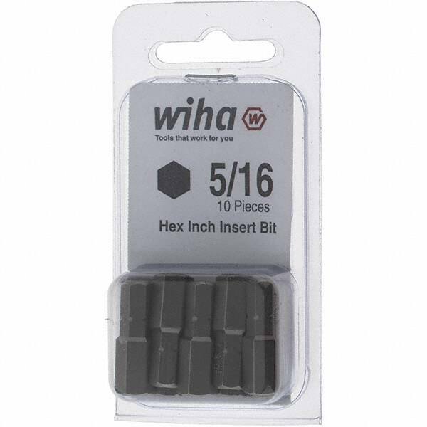 Wiha - 0.312" Hex Screwdriver Bit - 1/4" Drive, 1" OAL - Strong Tooling