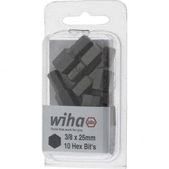 Wiha - 3/8" Hex Screwdriver Bit - 1/4" Drive, 1" OAL - Strong Tooling