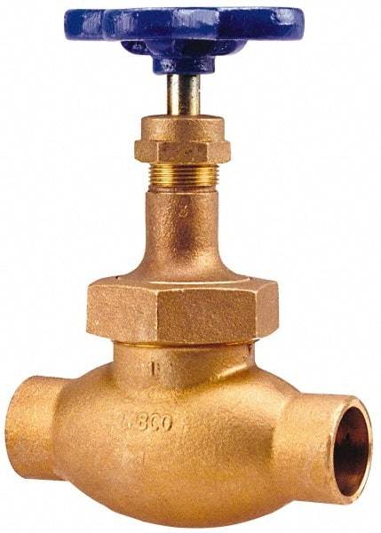 NIBCO - 1-1/2" Pipe, Soldered Ends, Bronze Integral Oxygen Service Globe Valve - PTFE Disc, Union Bonnet, 300 psi WOG, 150 psi WSP, Class 150 - Strong Tooling