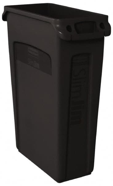 Rubbermaid - 23 Gal Black Rectangle Trash Can - Polyethylene, 30" High x 22" Long x 11" Wide - Strong Tooling