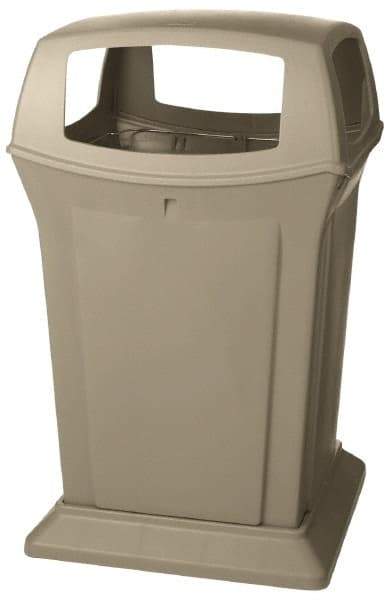 Rubbermaid - 45 Gal Beige Square Trash Can - Polyethylene, 41-1/2" High x 24-7/8" Long x 24-7/8" Wide - Strong Tooling