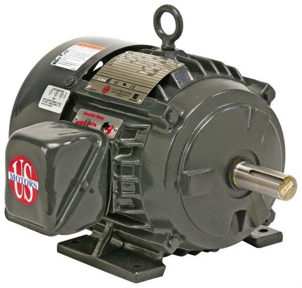 US Motors - 200 hp, TEFC Enclosure, No Thermal Protection, 1,785 RPM, 460 Volt, 60 Hz, Three Phase Premium Efficient Motor - Size 447 Frame, Rigid Mount, 1 Speed, Ball Bearings, 226 Full Load Amps, F Class Insulation, Reversible - Strong Tooling