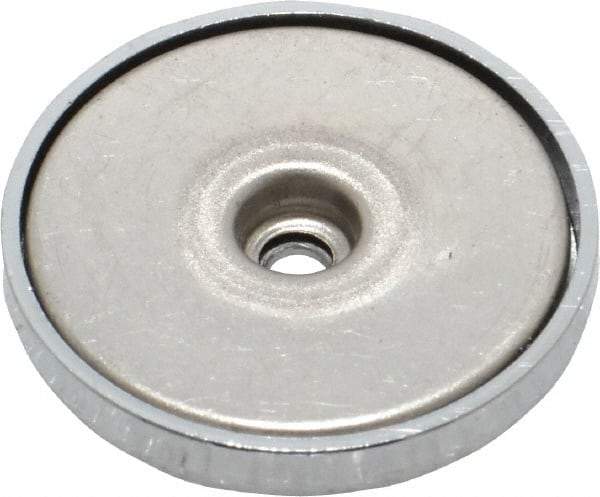 Mag-Mate - 1.24" Diam, 3/16" Cup Height, 3/16" Overall Height, 35 Lb Average Pull Force, 35 Lb Max Pull Force, Neodymium Rare Earth Cup Magnet - Through Hole Style, 1/8" Cup ID, 1/4" Magnet ID, Galvanized - Strong Tooling