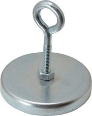 Mag-Mate - 2.63" Diam, 3/8" Cup Height, 2-1/4" Overall Height, 100 Lb Average Pull Force, 100 Lb Max Pull Force, Neodymium Rare Earth Cup Magnet - Loop Style, 1/2" Loop ID, Galvanized - Strong Tooling