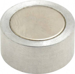 Mag-Mate - 1/4-20 Thread, 1" Diam, 1/2" High, 3.75 Lb Average Pull Force, Neodymium Rare Earth Pot Magnet - 1/4" Tapped Hole Depth, Nickel Plated, Aluminum Insulated - Strong Tooling