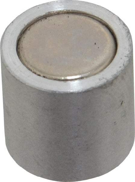 Mag-Mate - 10-24 Thread, 1/2" Diam, 1/2" High, 1.33 Lb Average Pull Force, Neodymium Rare Earth Pot Magnet - 1/4" Tapped Hole Depth, Nickel Plated, Aluminum Insulated - Strong Tooling