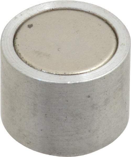 Mag-Mate - 10-24 Thread, 5/8" Diam, 1/2" High, 2.18 Lb Average Pull Force, Neodymium Rare Earth Pot Magnet - 1/4" Tapped Hole Depth, Nickel Plated, Aluminum Insulated - Strong Tooling