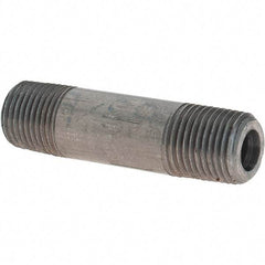 Made in USA - Schedule 80, 1/8" Diam x 1-1/2" Long Black Pipe Nipple - Threaded - Strong Tooling