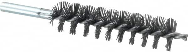 Schaefer Brush - 4" Brush Length, 1" Diam, Single Stem, Single Spiral Tube Brush - 6-1/4" Long, Silicone Carbide Impregnated Nylon, 12-24 Female Connection - Strong Tooling