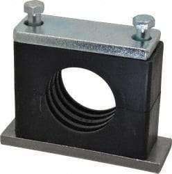 HYDAC - 5.51" Wide x 4.33" High x 1.77" Deep, Polypropylene Heavy Duty Vibration-Control Clamp - Carbon Steel Plate, For 2" Pipe, Mount with Weld Plate, Top Plate, Plastic Clamp Pair, Bolts - Strong Tooling