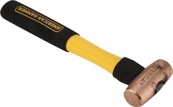 American Hammer - 1-1/2 Lb Head Nonsparking Mallet - 12" OAL, 11" Long Fiberglass Handle - Strong Tooling