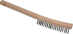 Weiler - 3 Rows x 19 Columns Steel Scratch Brush - 5-1/2" Brush Length, 14" OAL, 1-3/16" Trim Length, Wood Curved Handle - Strong Tooling