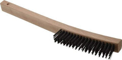 Weiler - 4 Rows x 18 Columns Steel Scratch Brush - 6" Brush Length, 14" OAL, 1-3/16" Trim Length, Wood Curved Handle - Strong Tooling