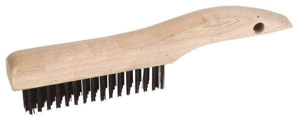 Weiler - 2 Rows x 17 Columns Steel Scratch Brush - 5" Brush Length, 10" OAL, 1-3/16" Trim Length, Wood Shoe Handle - Strong Tooling
