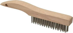 Weiler - 4 Rows x 16 Columns Stainless Steel Scratch Brush - 5" Brush Length, 10" OAL, 1-3/16" Trim Length, Wood Shoe Handle - Strong Tooling