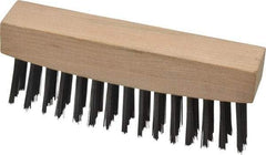 Weiler - 3 Rows x 15 Columns Steel Scratch Brush - 4-1/2" Brush Length, 4-5/8" OAL, 1-1/8" Trim Length, Wood Straight Handle - Strong Tooling