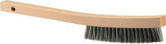 Weiler - 3 Rows x 19 Columns Steel Plater Brush - 5-1/2" Brush Length, 13" OAL, 1" Trim Length, Wood Curved Handle - Strong Tooling