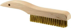 Weiler - 4 Rows x 18 Columns Brass Plater Brush - 5" Brush Length, 10" OAL, 1" Trim Length, Wood Shoe Handle - Strong Tooling