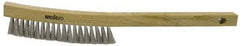 Weiler - 4 Rows x 19 Columns Stainless Steel Plater Brush - 5-1/2" Brush Length, 13" OAL, 1" Trim Length, Wood Curved Handle - Strong Tooling