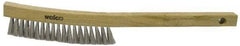 Weiler - 4 Rows x 18 Columns Stainless Steel Plater Brush - 5" Brush Length, 10" OAL, 1" Trim Length, Wood Shoe Handle - Strong Tooling