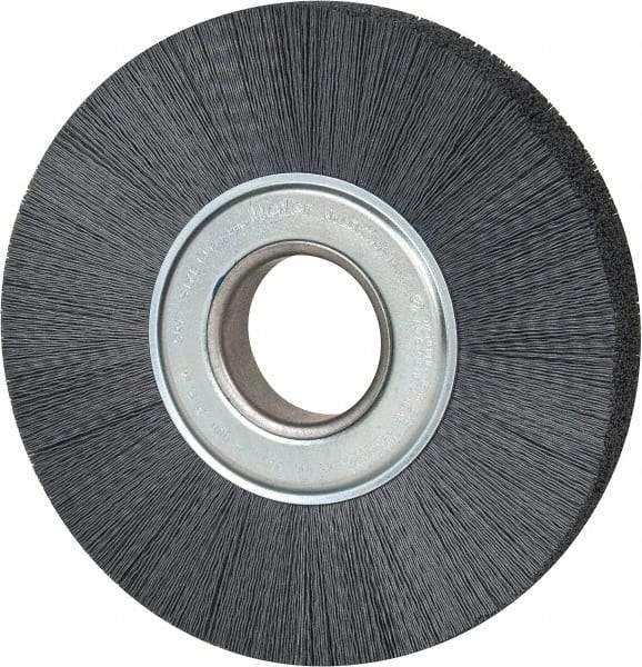 Weiler - 8" OD, 2" Arbor Hole, Crimped Nylon Wheel Brush - 1" Face Width, 2-1/4" Trim Length, 0.022" Filament Diam, 3,600 RPM - Strong Tooling