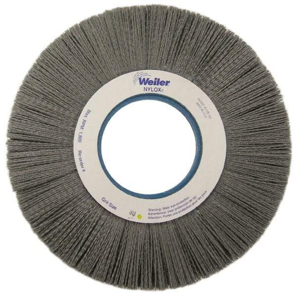 Weiler - 10" OD, 2" Arbor Hole, Crimped Nylon Wheel Brush - 1" Face Width, 3" Trim Length, 0.035" Filament Diam, 3,600 RPM - Strong Tooling