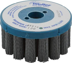 Weiler - 4" 120 Grit Silicon Carbide Crimped Disc Brush - Fine Grade, Plain Hole Connector, 1-1/2" Trim Length, 7/8" Arbor Hole - Strong Tooling