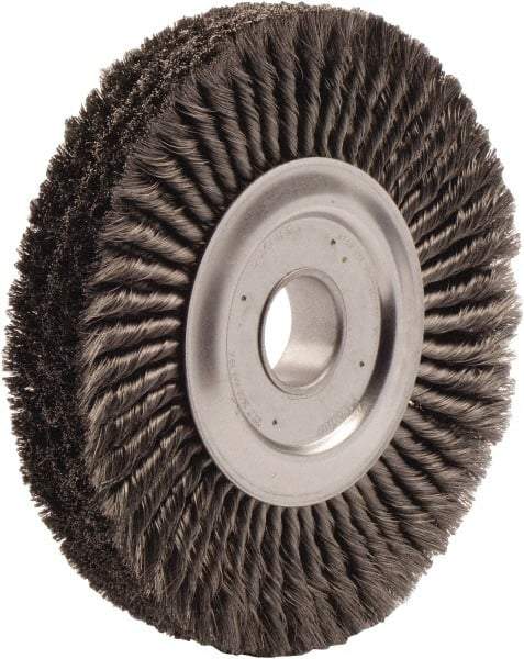 Weiler - 15" OD, 2" Arbor Hole, Knotted Steel Wheel Brush - 3/4" Face Width, 2" Trim Length, 0.016" Filament Diam, 5,000 RPM - Strong Tooling